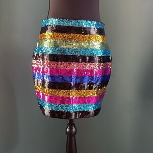 Express Multicolor Sequin Skirt NWOT
